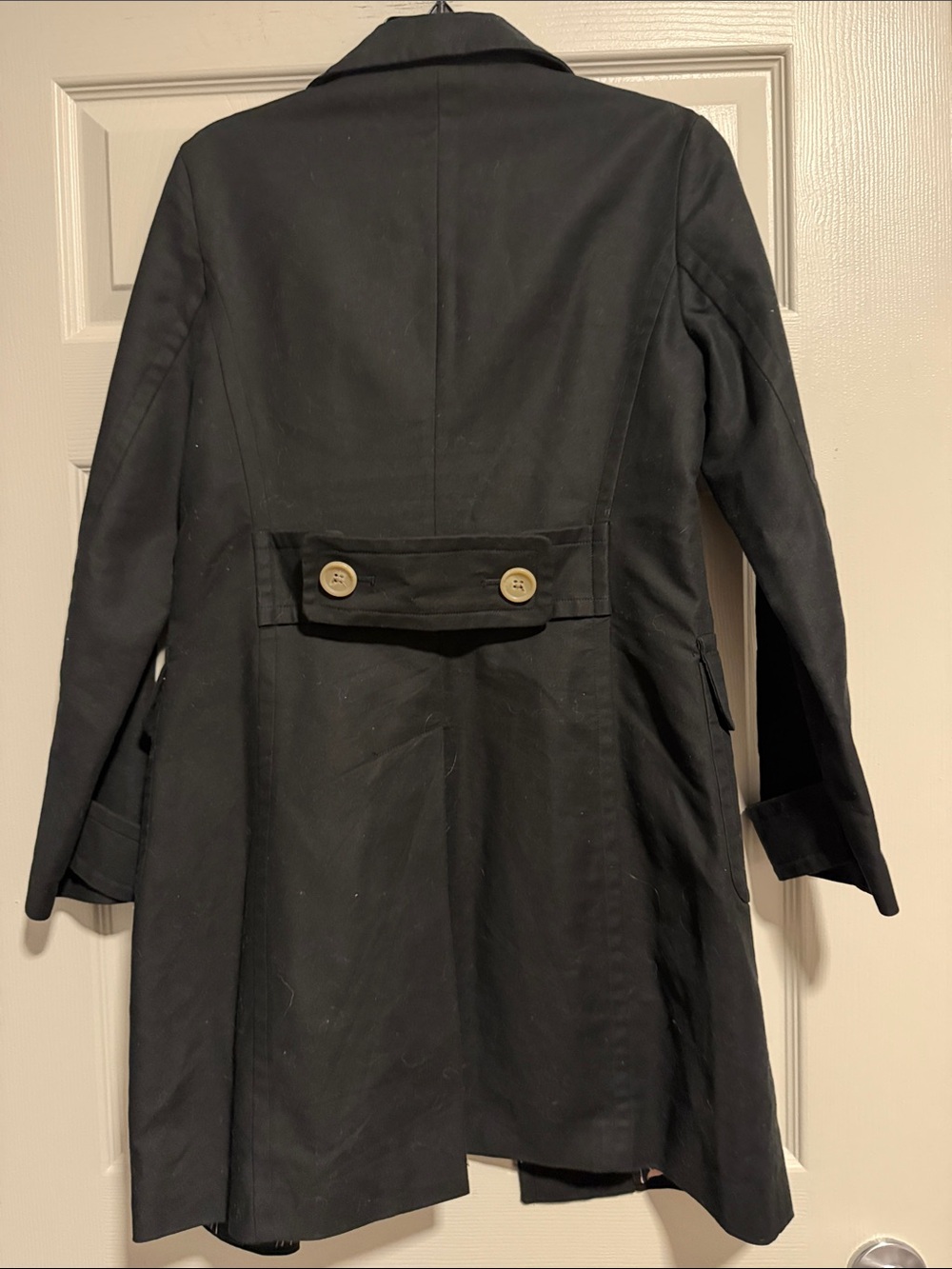 Merona Black Trench Coat with Button Details - Picture 4 of 4
